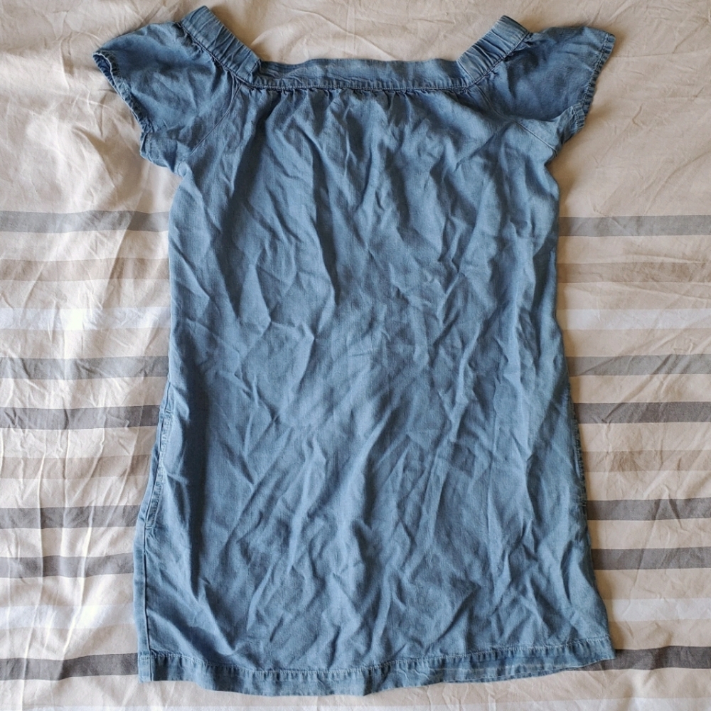 Chambray Off-Shoulder Shift Dress